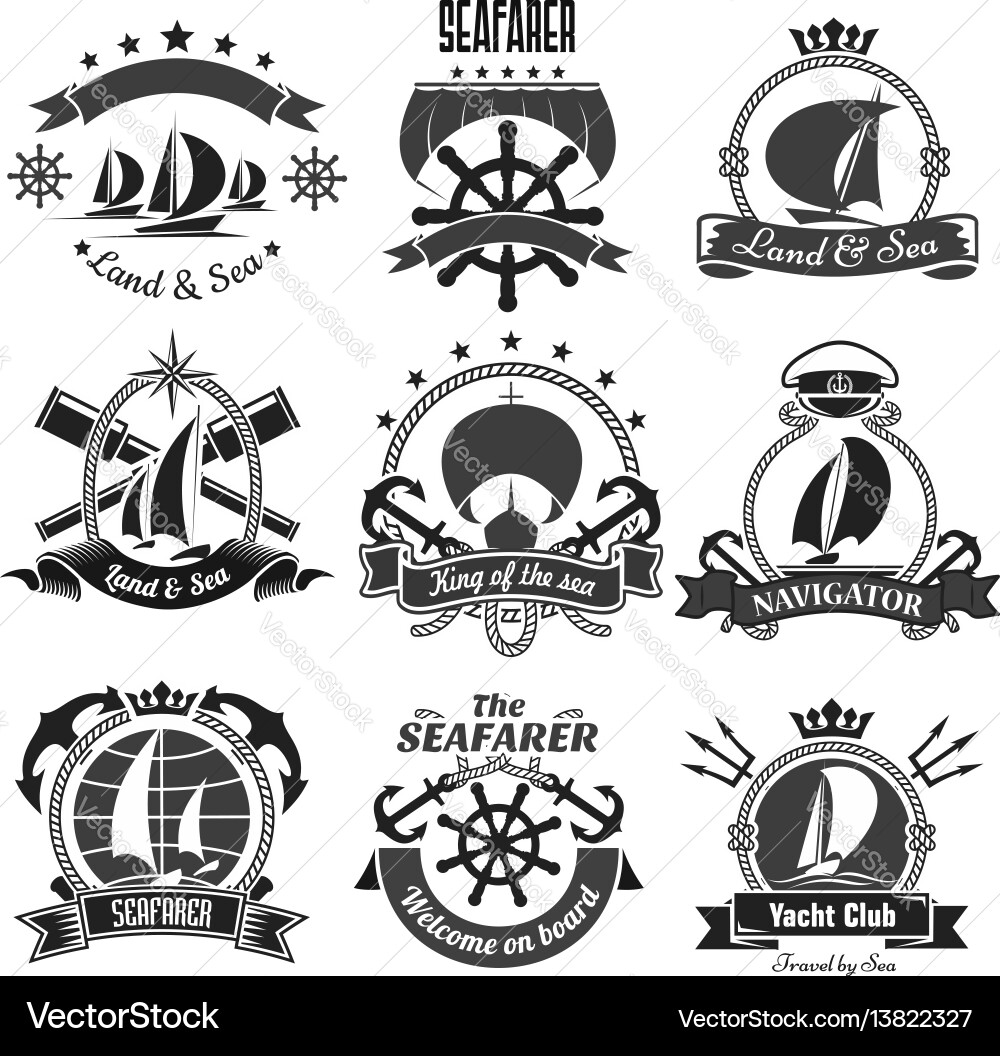 Nautical Heraldry Marine Icons Vector Image