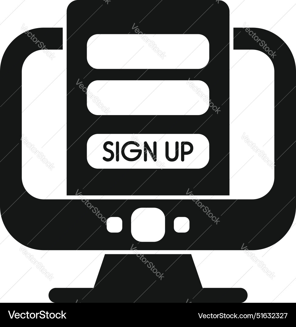 Online registration form on computer screen icon Online registration form on computer screen icon vector image