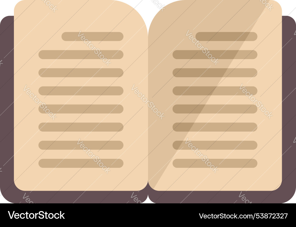 Open book lying with pages displaying text Open book lying with pages displaying text Vector Image
