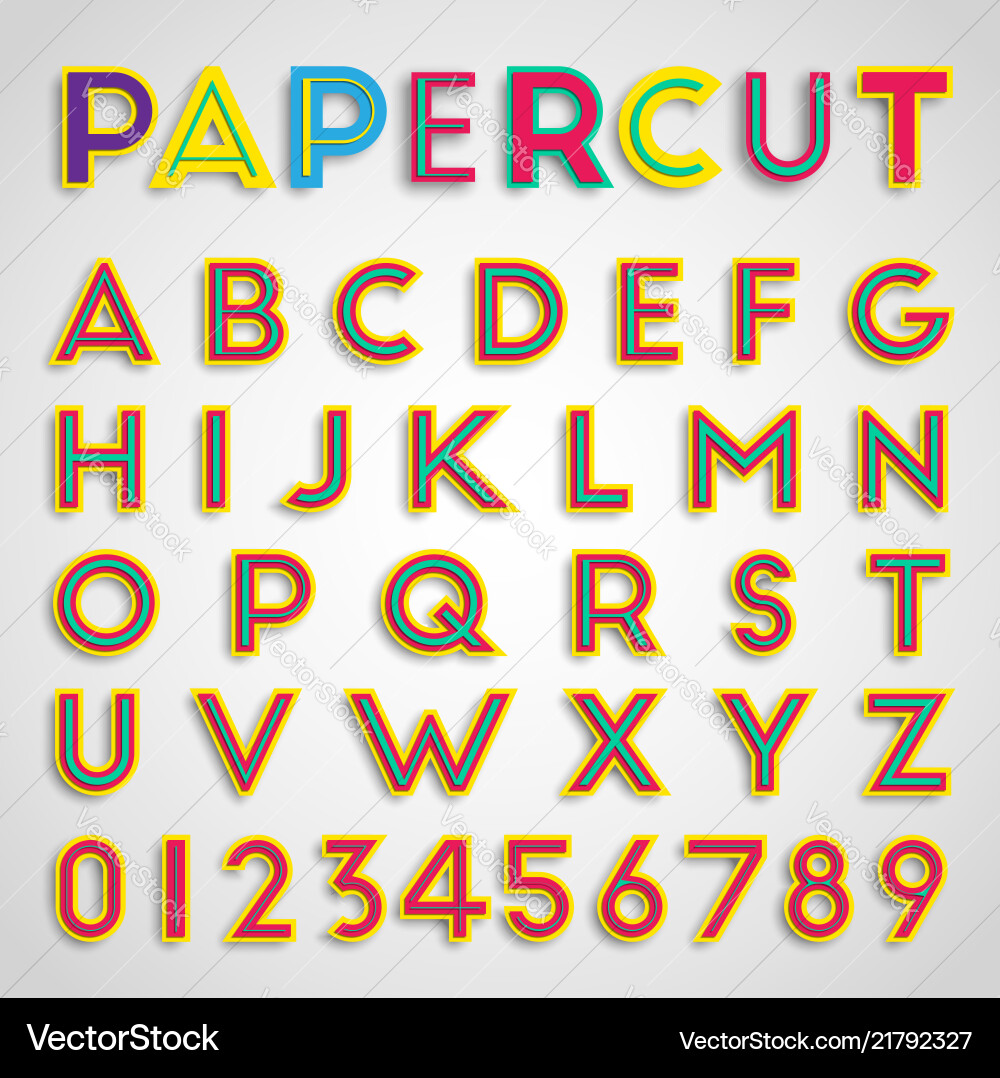 Papercut font with numbers Papercut font with numbers vector image