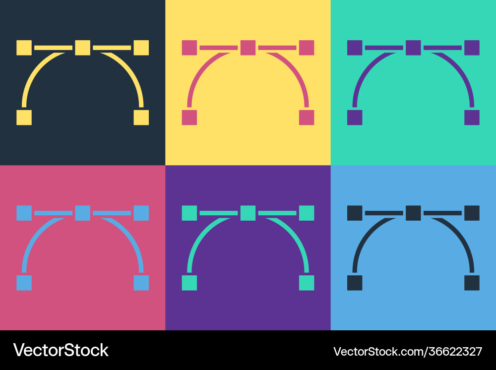 Pop art bezier curve icon isolated on color Pop art bezier curve icon isolated on color vector image