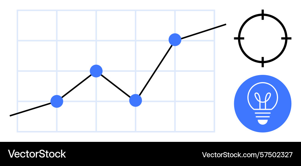 Progress chart with target focus and lightbulb Progress chart with target focus and lightbulb vector image