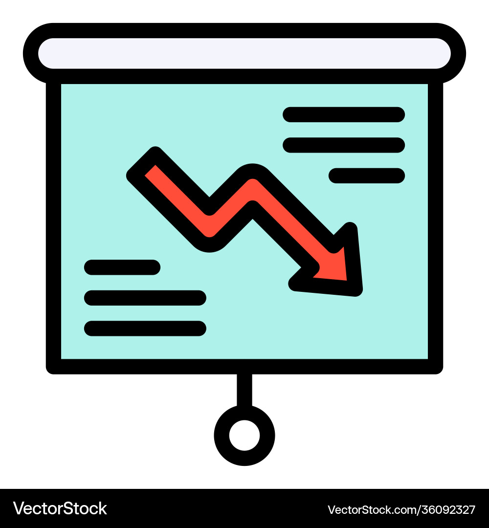 Projection screen with decrease arrow icon vector image