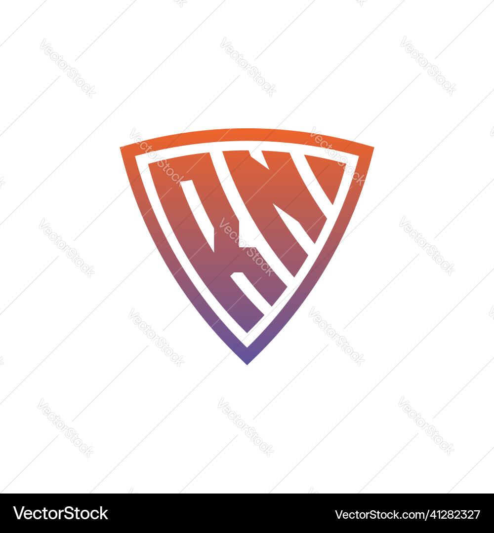Rn logo shield monogram gradient style design Vector Image