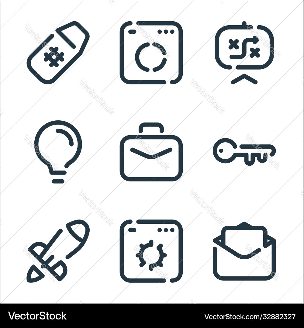 Seo line icons linear set quality Seo line icons linear set quality vector image