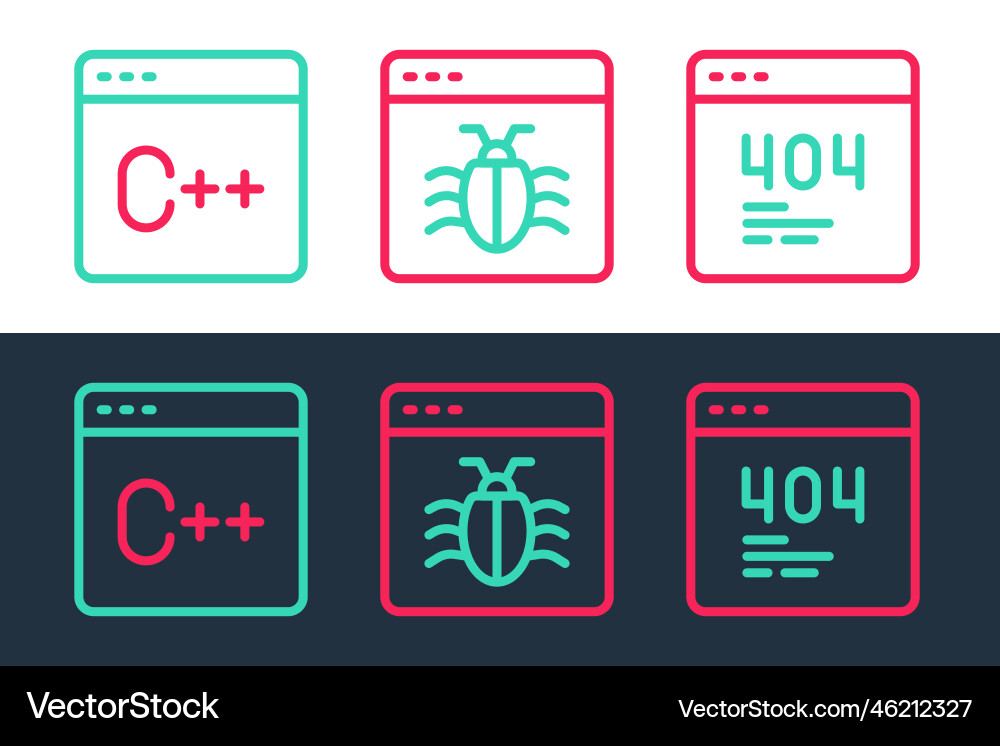 Set line page with a 404 error software Set line page with a 404 error software vector image