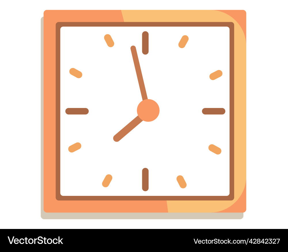 Simple realistic clock in yellow frame watch Simple realistic clock in yellow frame watch vector image