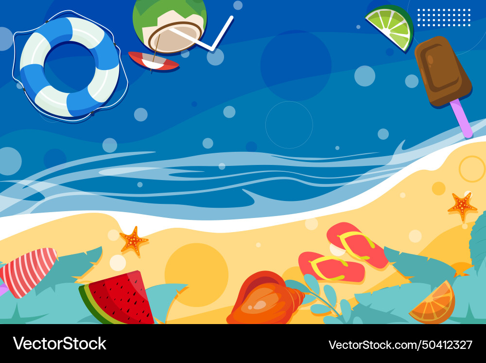 Summer beach top view elements background Vector Image