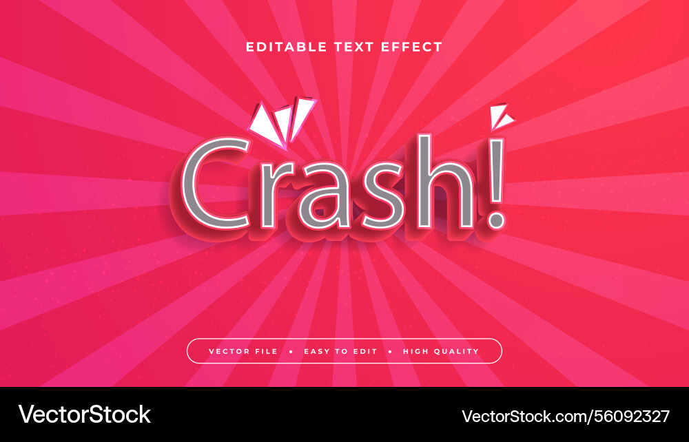 White and red crash 3d editable text effect White and red crash 3d editable text effect Vector Image