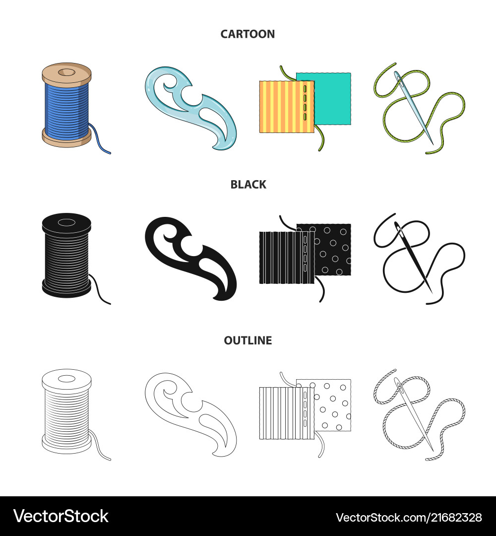 A spool with threads needle curl seam vector image