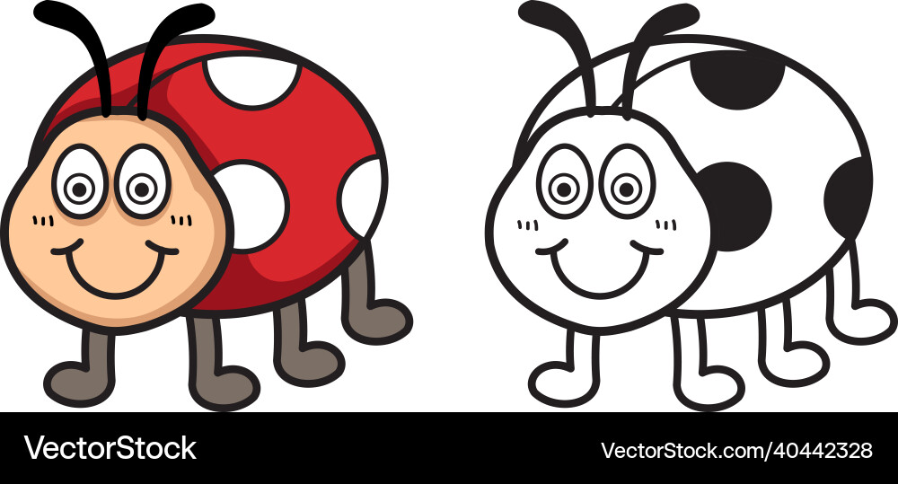Colorful and black white ladybug for coloring Colorful and black white ladybug for coloring vector image