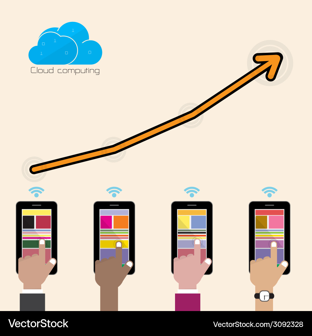 Flat cloud technology computing background concept vector image