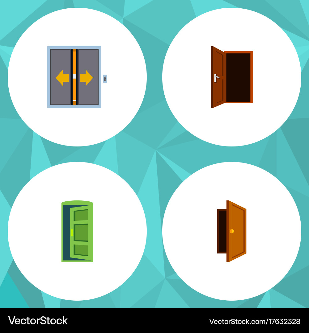Flat icon approach set of entry frame vector image
