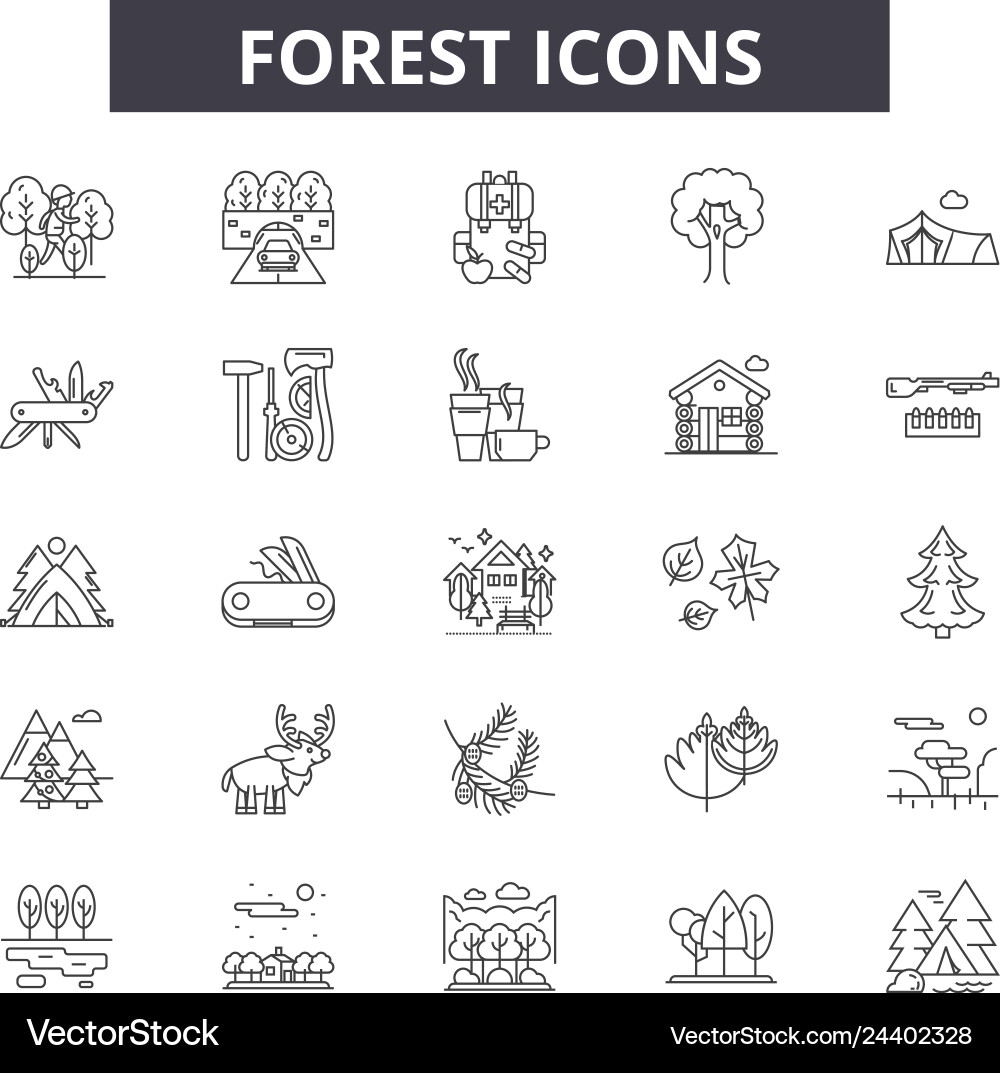 Forest line icons for web and mobile design Vector Image