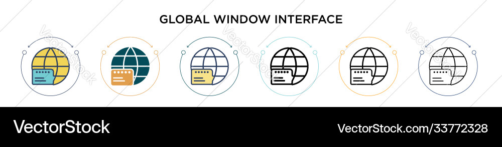 Global window interface icon in filled thin line Global window interface icon in filled thin line Vector Image
