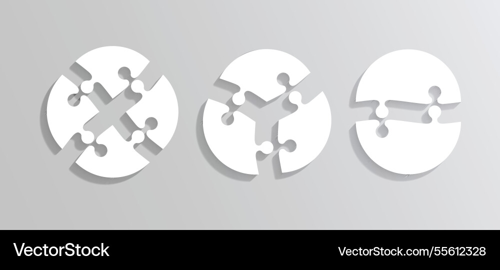 Jigsaw grids in circle shape puzzle pieces set Jigsaw grids in circle shape puzzle pieces set vector image