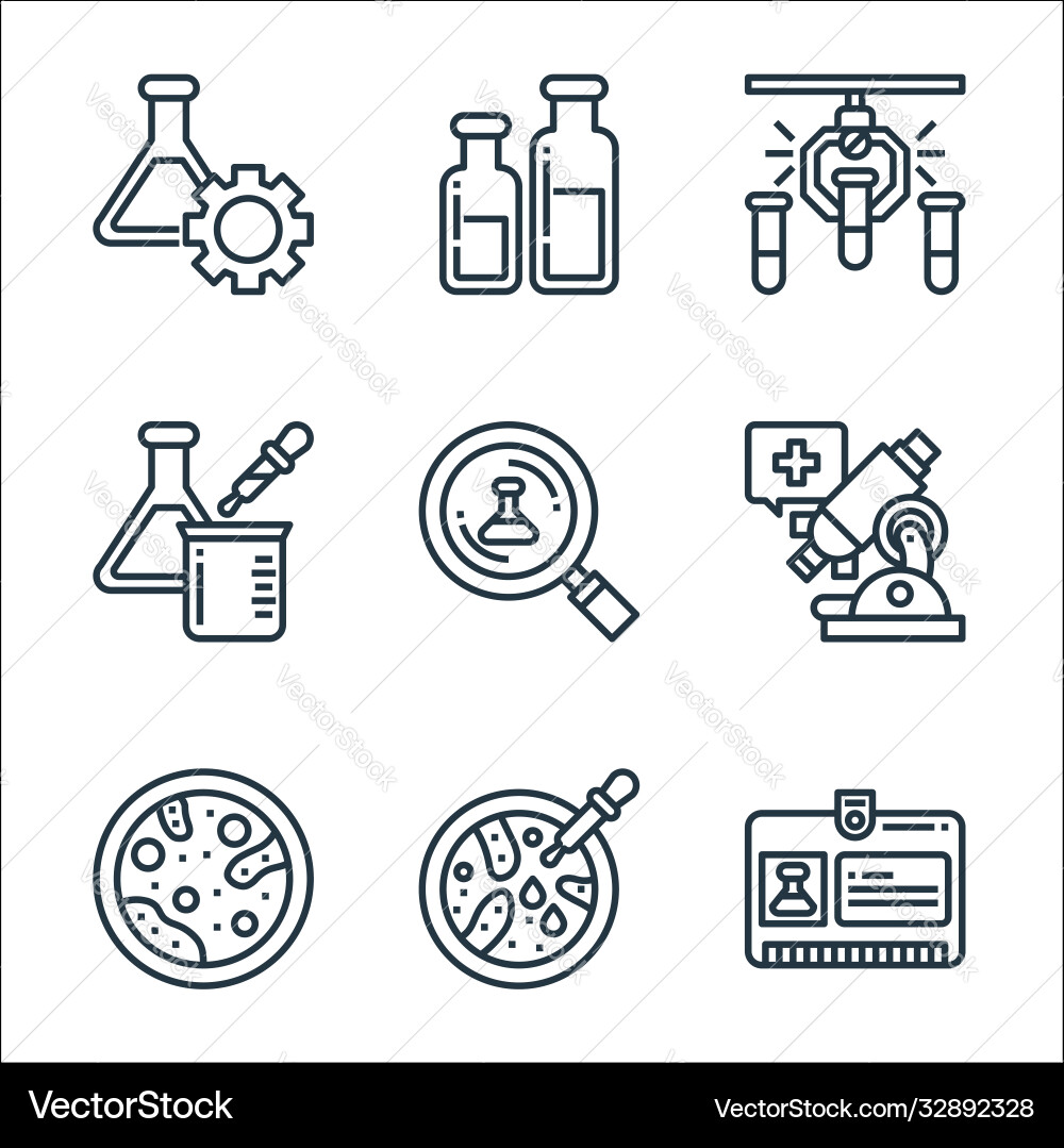 Laboratory and science line icons linear set Vector Image