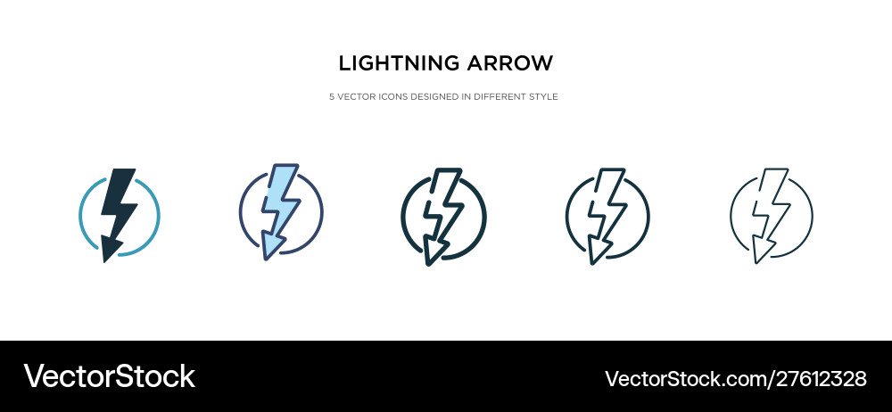 Lightning arrow icon in different style two Vector Image