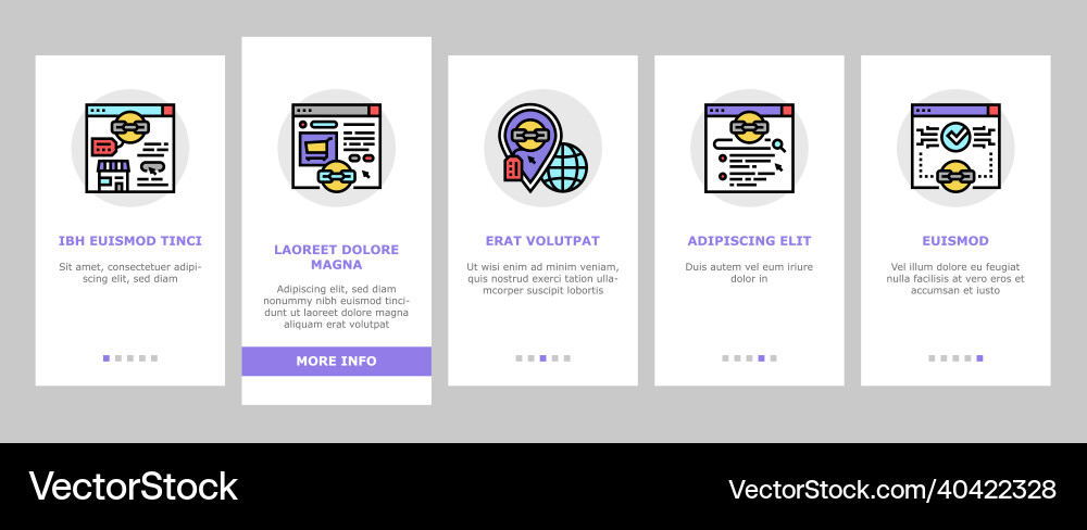 Link building and optimization onboarding icons Link building and optimization onboarding icons vector image