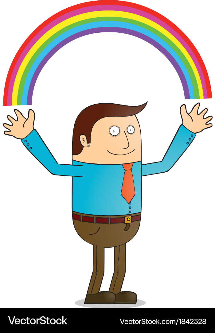 Man creating rainbow vector image