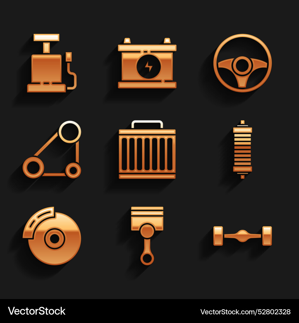 Set car radiator cooling system engine piston Vector Image