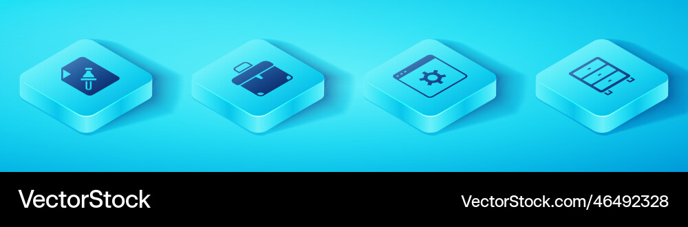 Set isometric note paper with push button Set isometric note paper with push button vector image