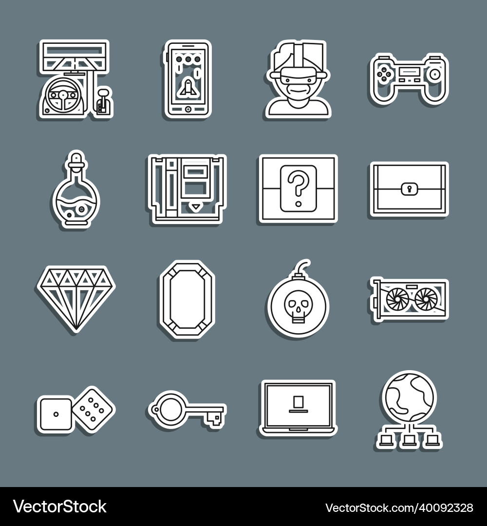 Set line computer network video graphic card Set line computer network video graphic card Vector Image