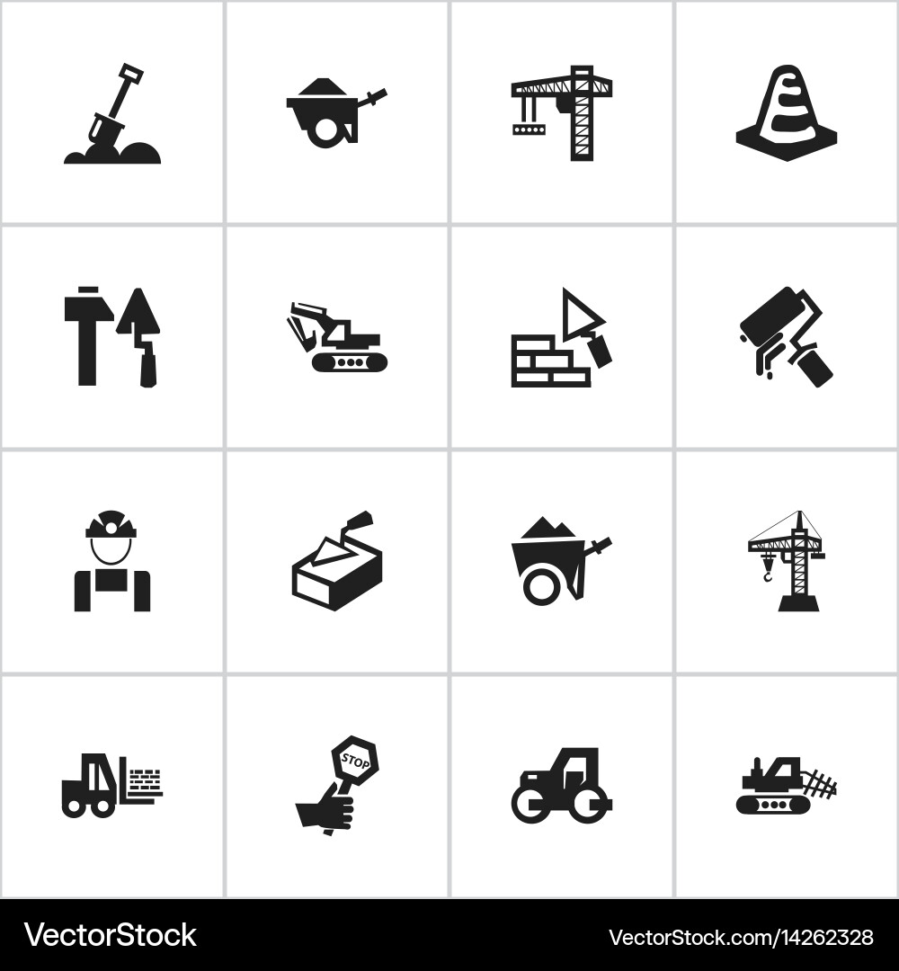 Set of 16 editable structure icons includes vector image