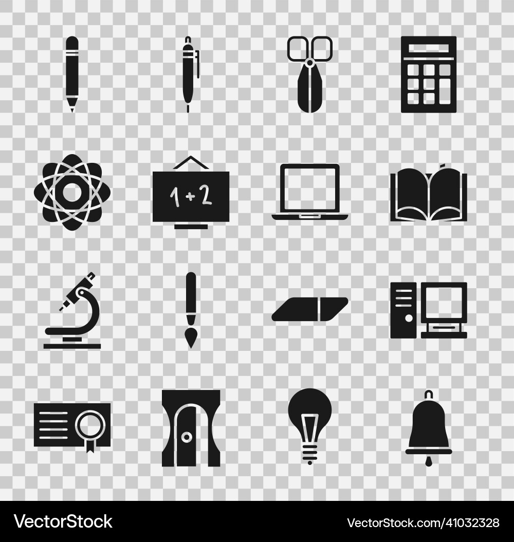 Set ringing bell computer monitor open book vector image