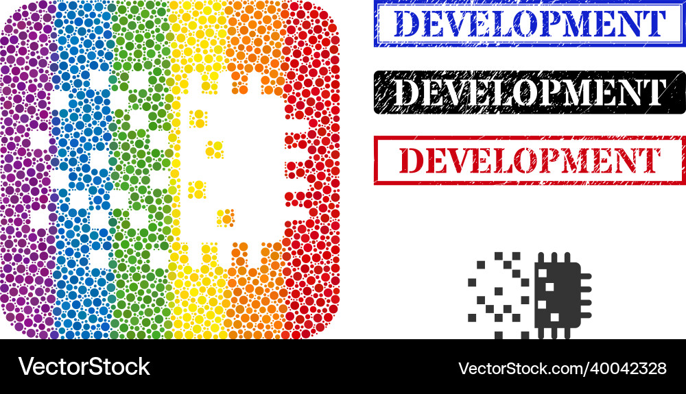 Texturiertes Entwicklungssiegel und Dot Mosaik digital Texturiertes Entwicklungssiegel und Dot Mosaik digital vektorbild