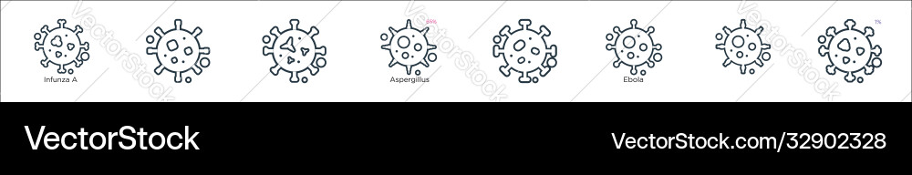 Viruses and diseases line icons linear set Vector Image