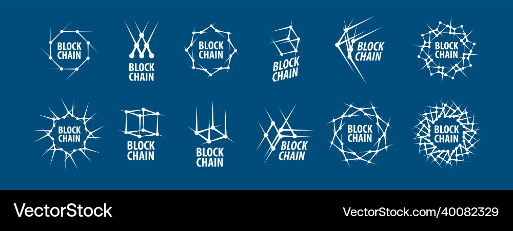 A set of abstract logos blockchain Vector Image