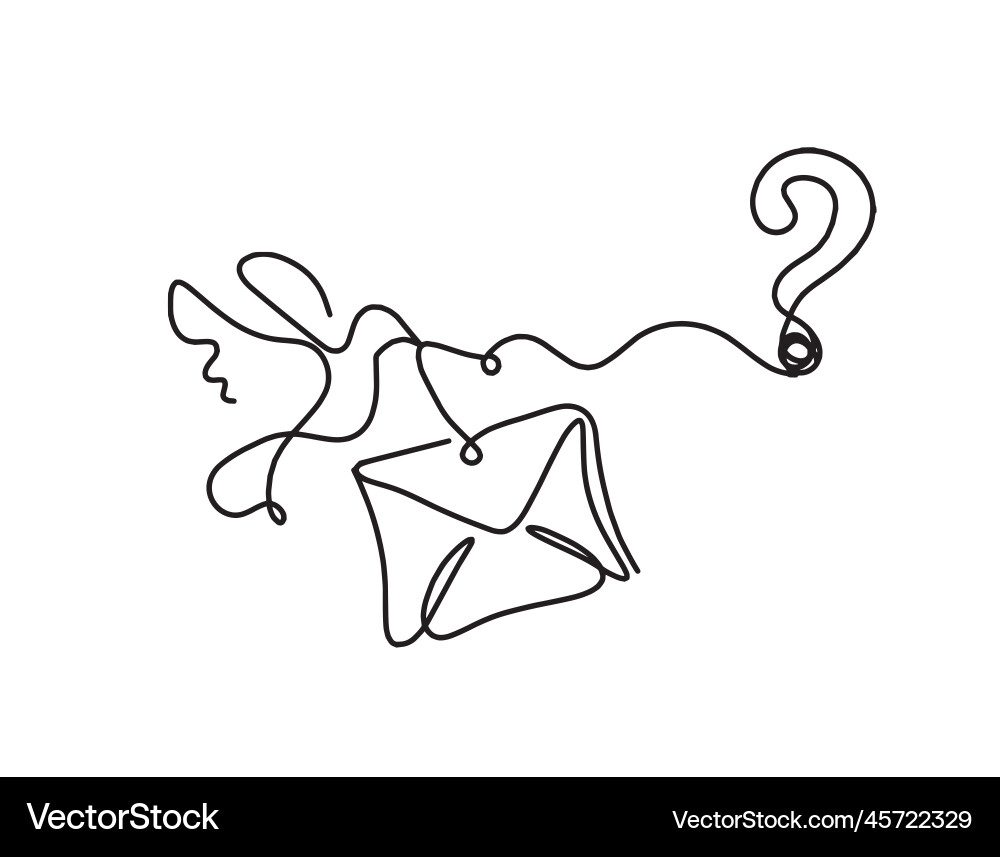 Abstract paper envelope with bird and question Vector Image