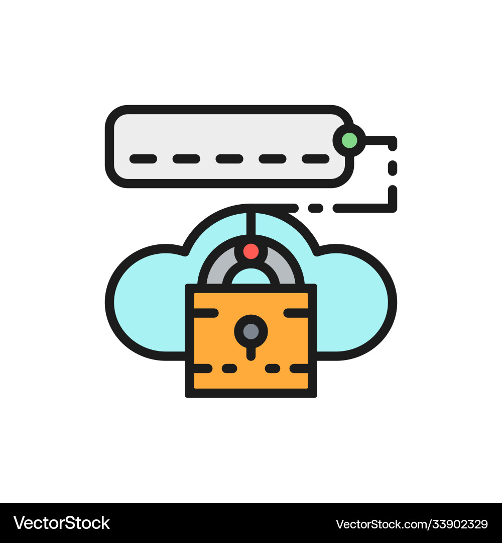 Cloud lock with password data security flat color Cloud lock with password data security flat color vector image