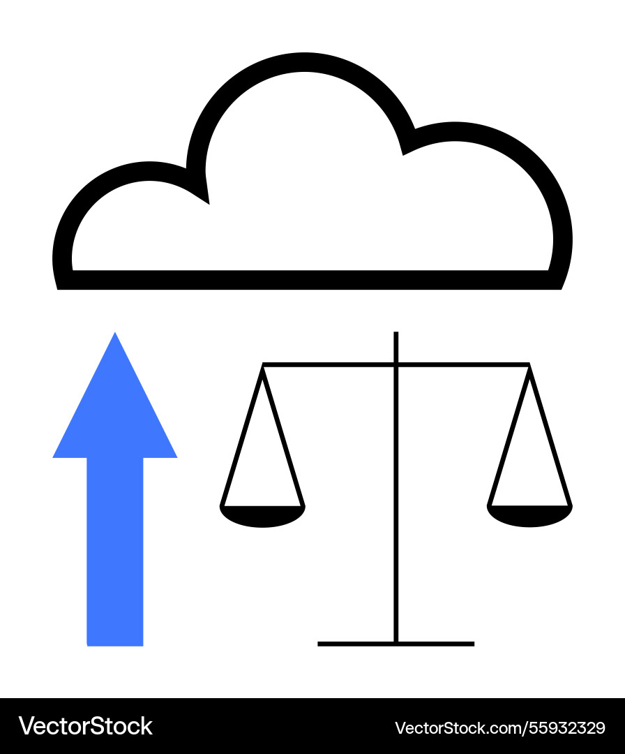 Cloud upload with scales highlighting digital Cloud upload with scales highlighting digital vector image