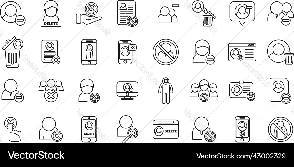Delete User Icons - Access & Removal vector image