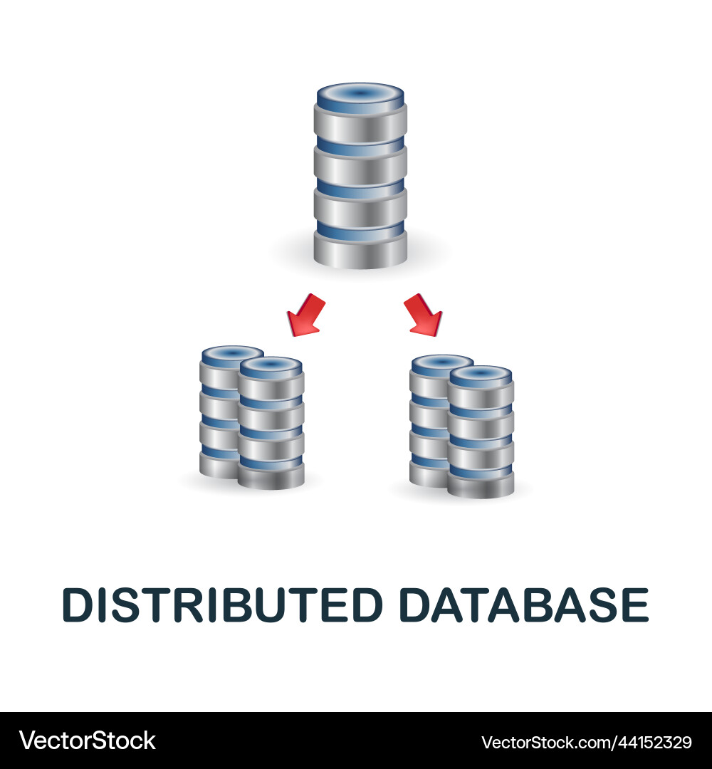 Distributed database icon 3d from data science vector image