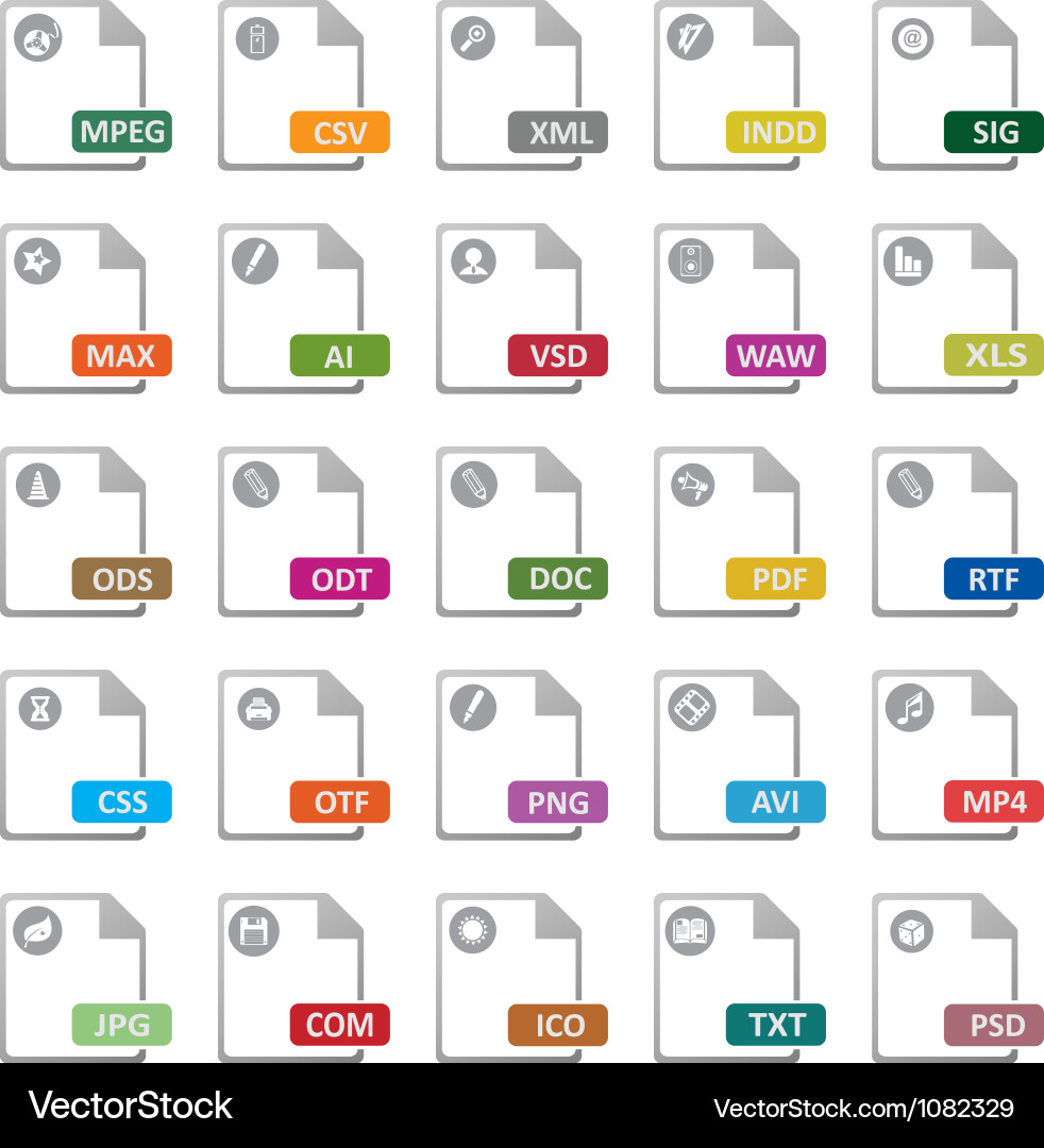 File Icon Set - Computer Documents vector image