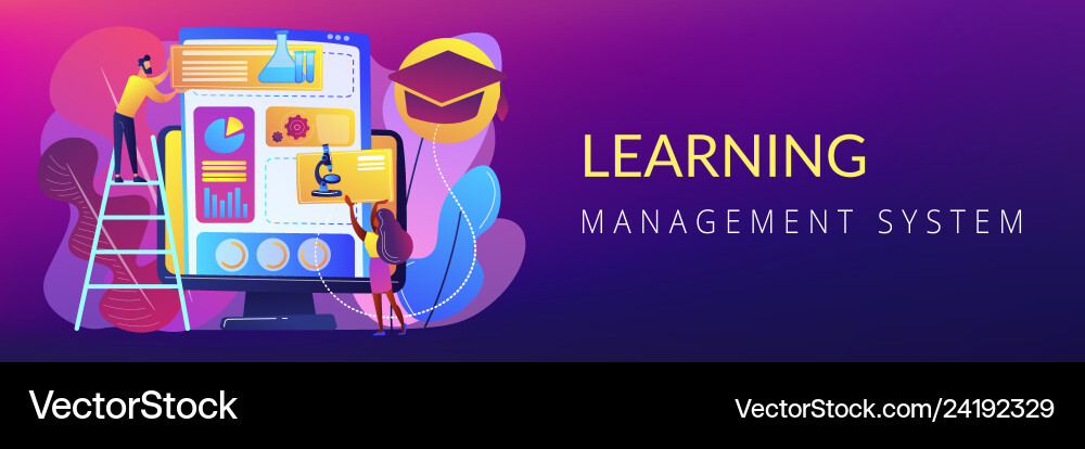 Learning management system concept banner header Learning management system concept banner header vector image