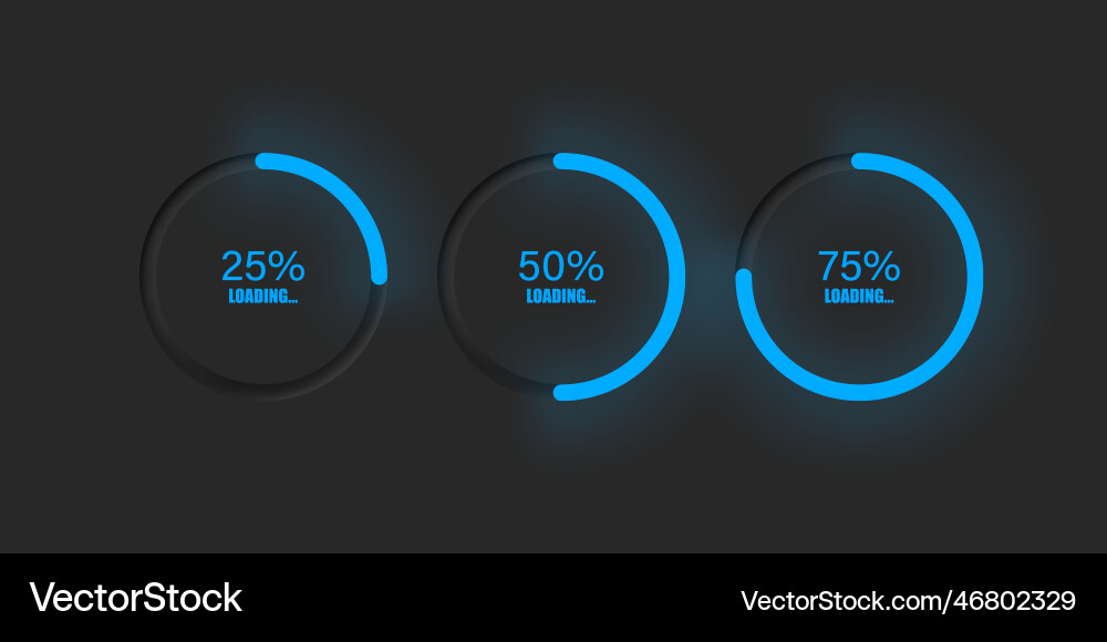 Loading bar circular neumorphic indicator blue Loading bar circular neumorphic indicator blue vector image