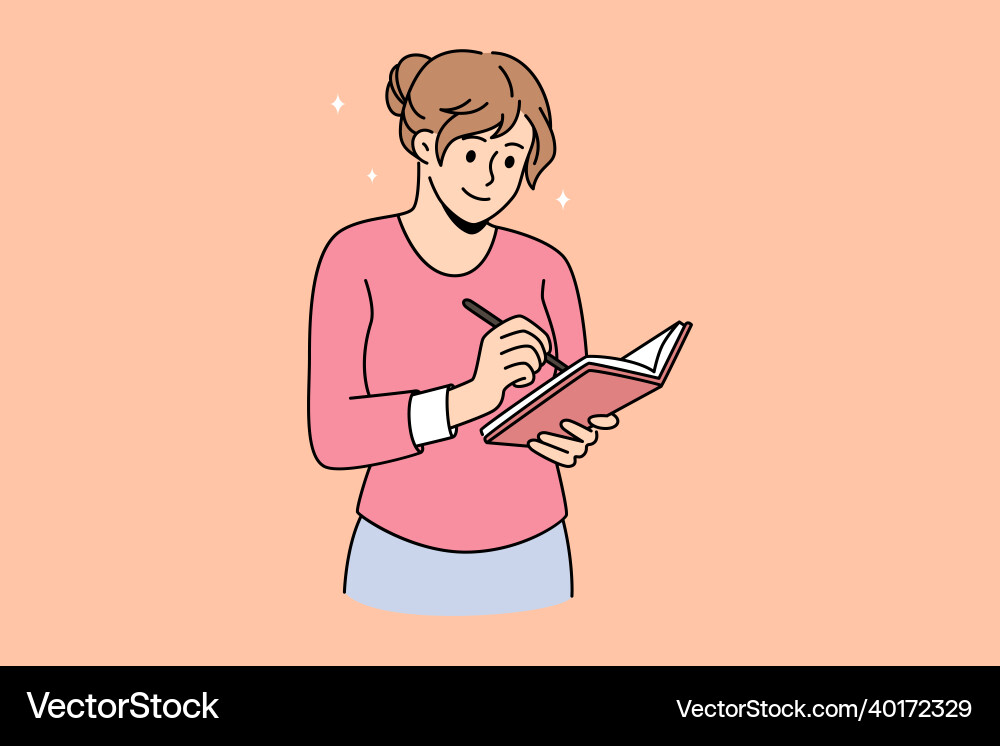 Making notes and writing diary concept vector image