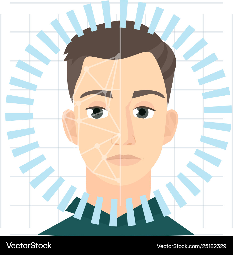 Modern face recognition system with polygonal scan Modern face recognition system with polygonal scan vector image