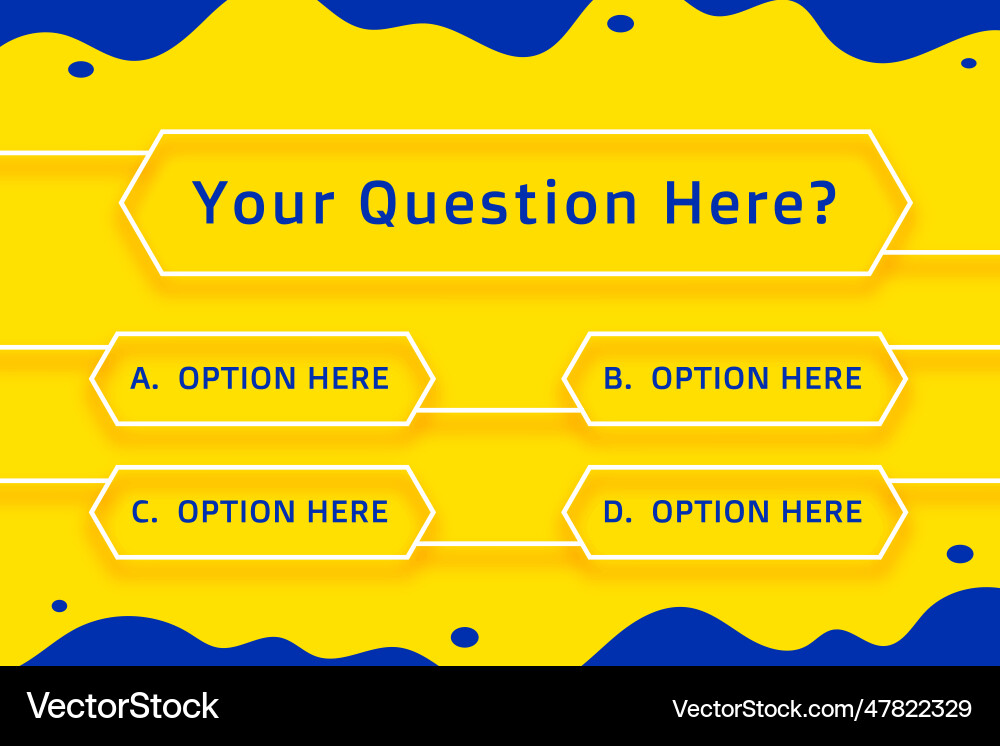 Multiple option quiz game template in problem Multiple option quiz game template in problem vector image