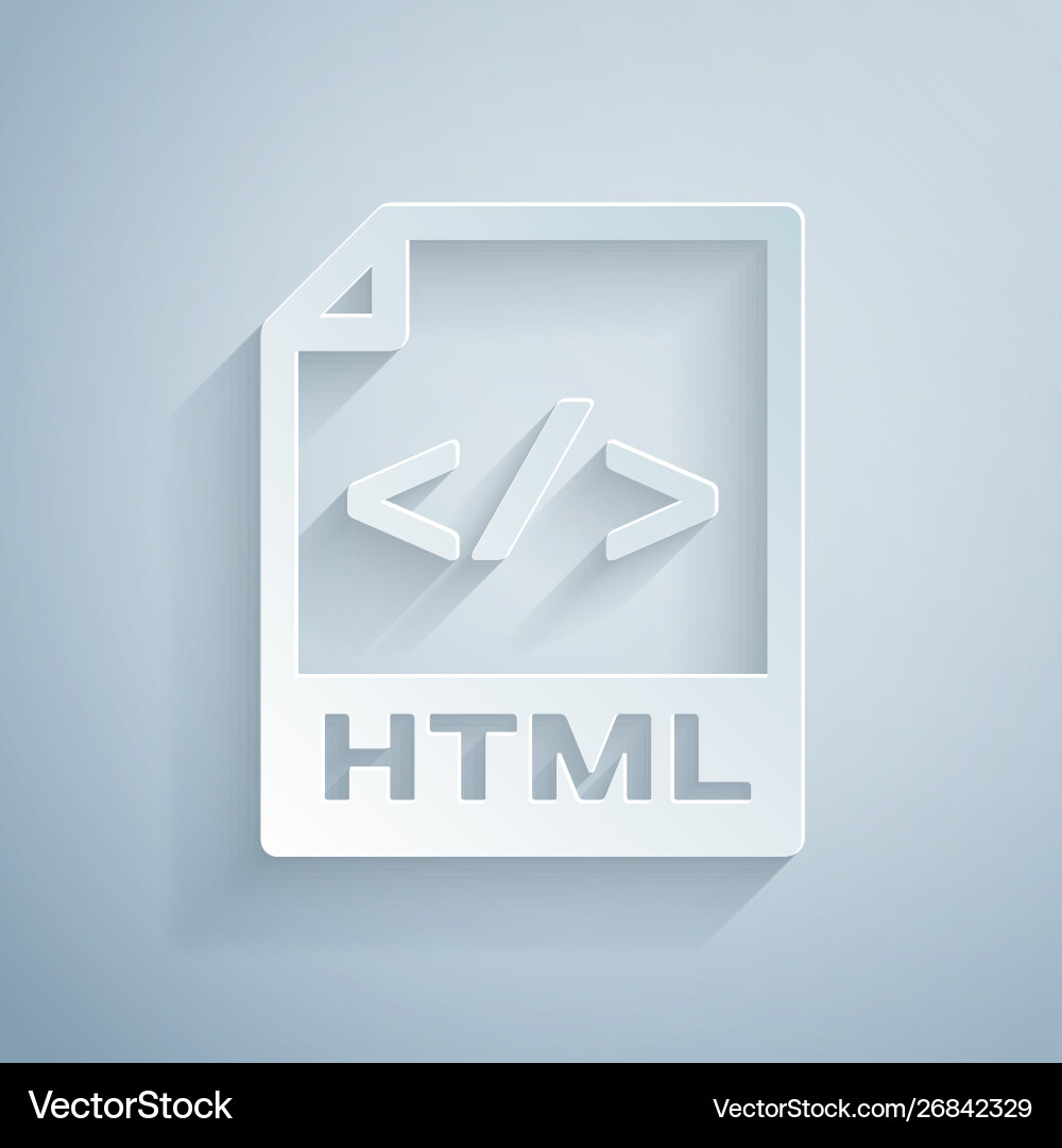 Paper cut html file document download button Paper cut html file document download button vector image
