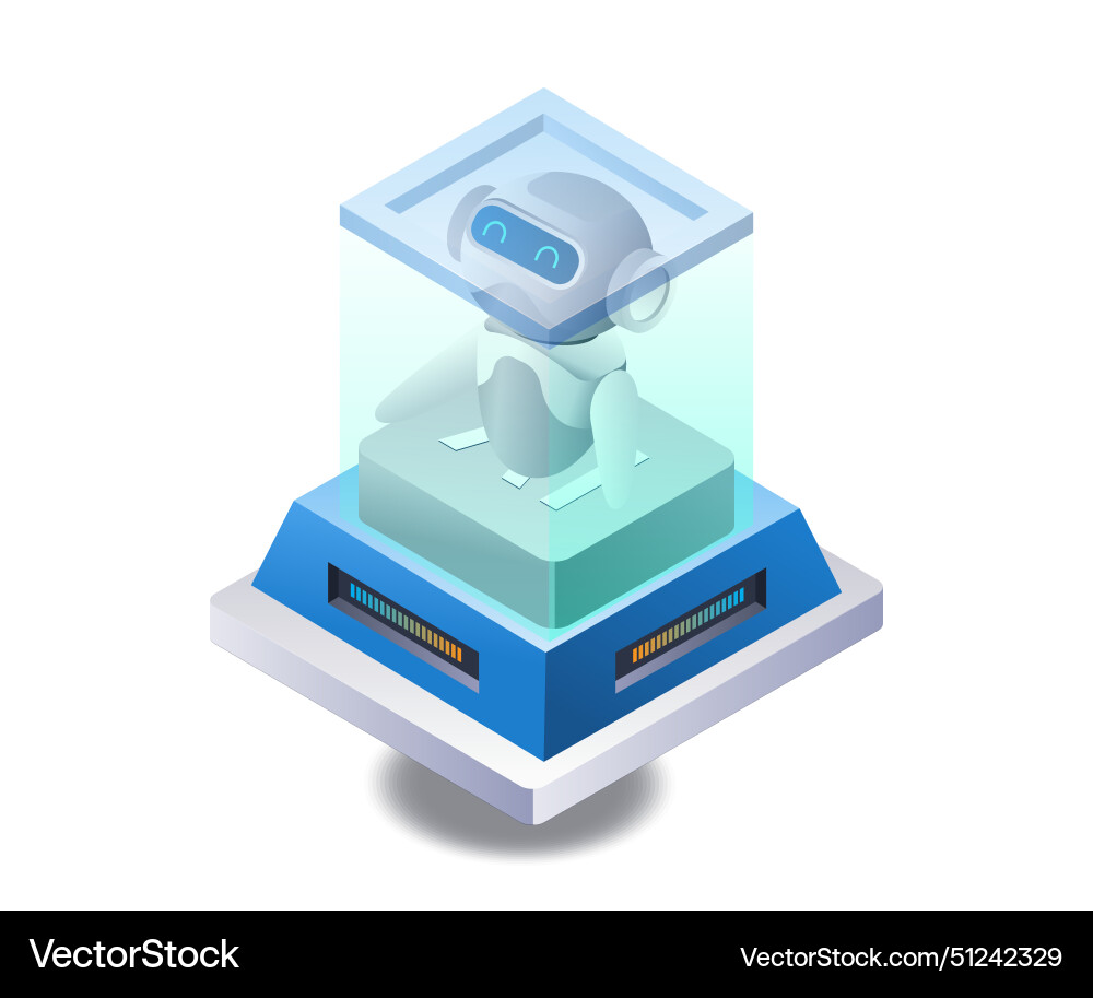 Robot ai protector server technology infographic Robot ai protector server technology infographic vector image