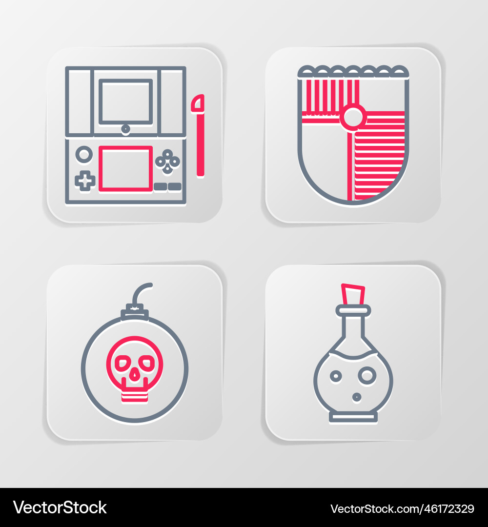 Set line bottle with magic elixir bomb ready Set line bottle with magic elixir bomb ready vector image