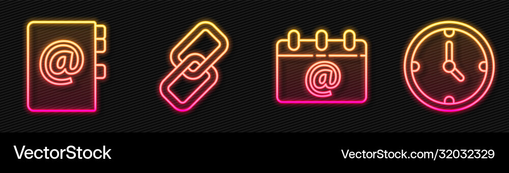 Set line calendar with email address book chain Set line calendar with email address book chain Vector Image