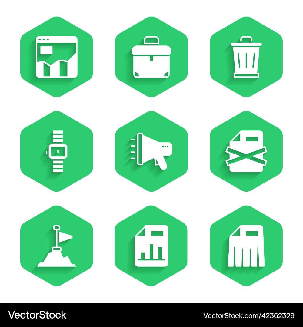Set megaphone document with graph chart paper Set megaphone document with graph chart paper vector image
