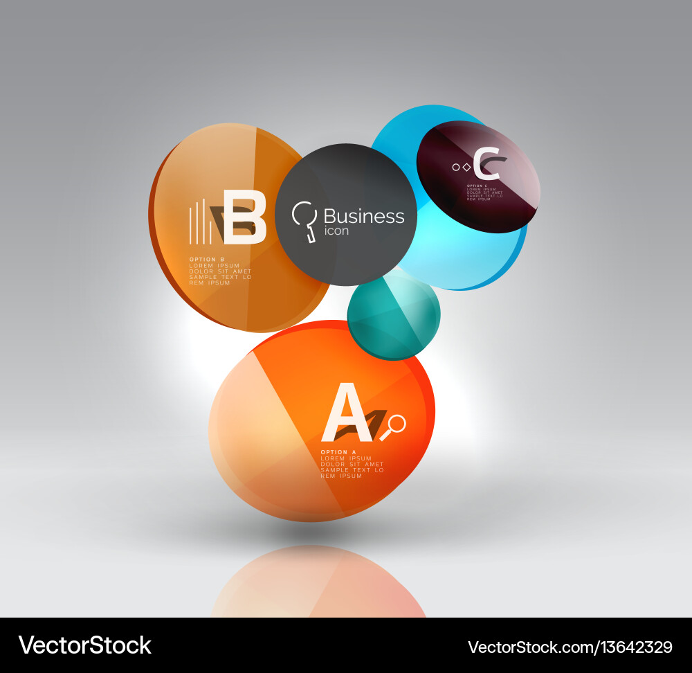 Shiny circles with text in 3d space Shiny circles with text in 3d space vector image