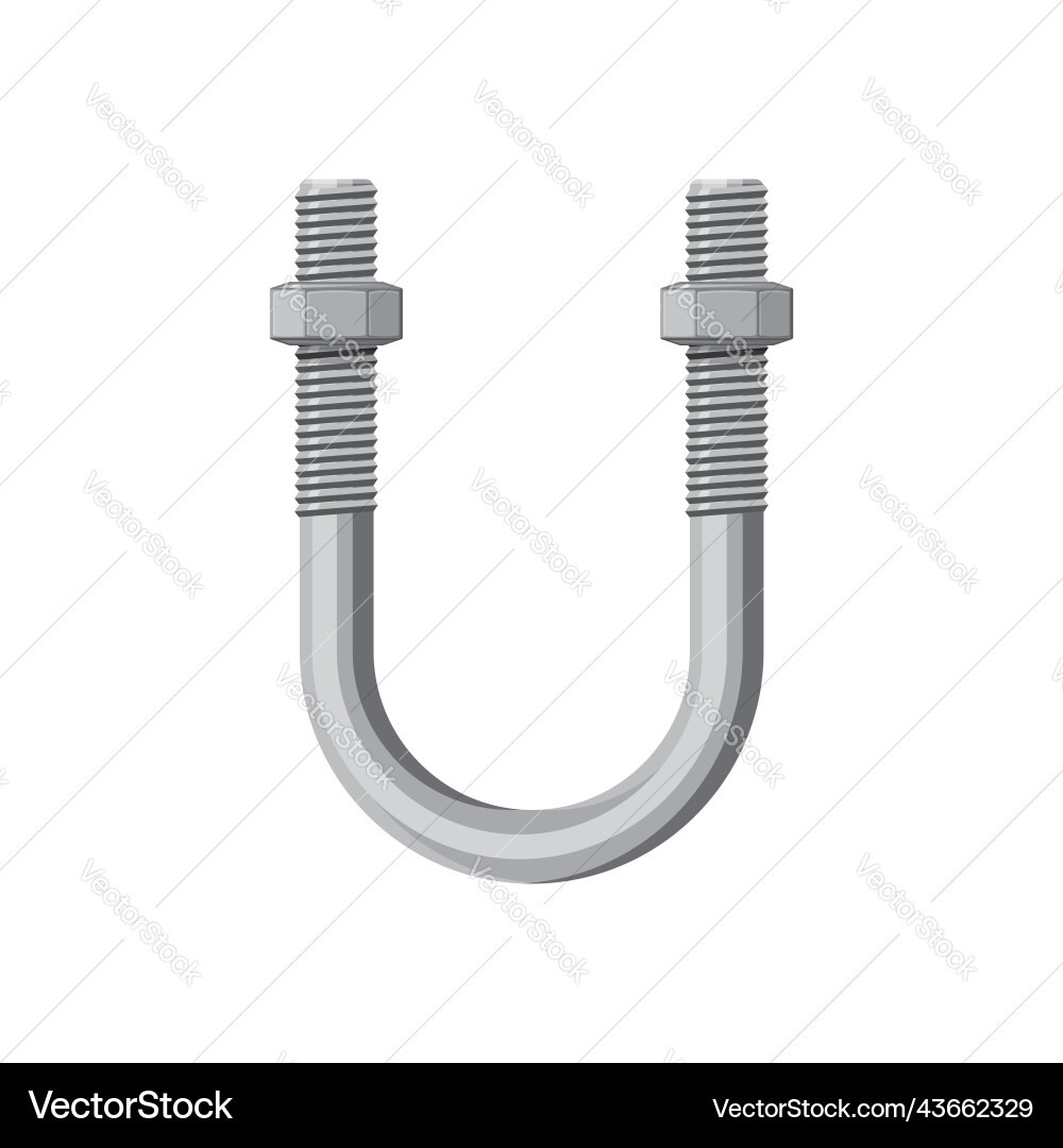 Suspension u-bolt clamp rolled threads isolated Suspension u-bolt clamp rolled threads isolated vector image